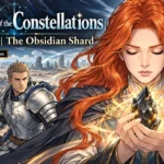 Myths of the Constellations Episode 3: The Obsidian Shard — English Comic Edition, featuring Seraphina and her army facing a mysterious dark force amid a desolate landscape.