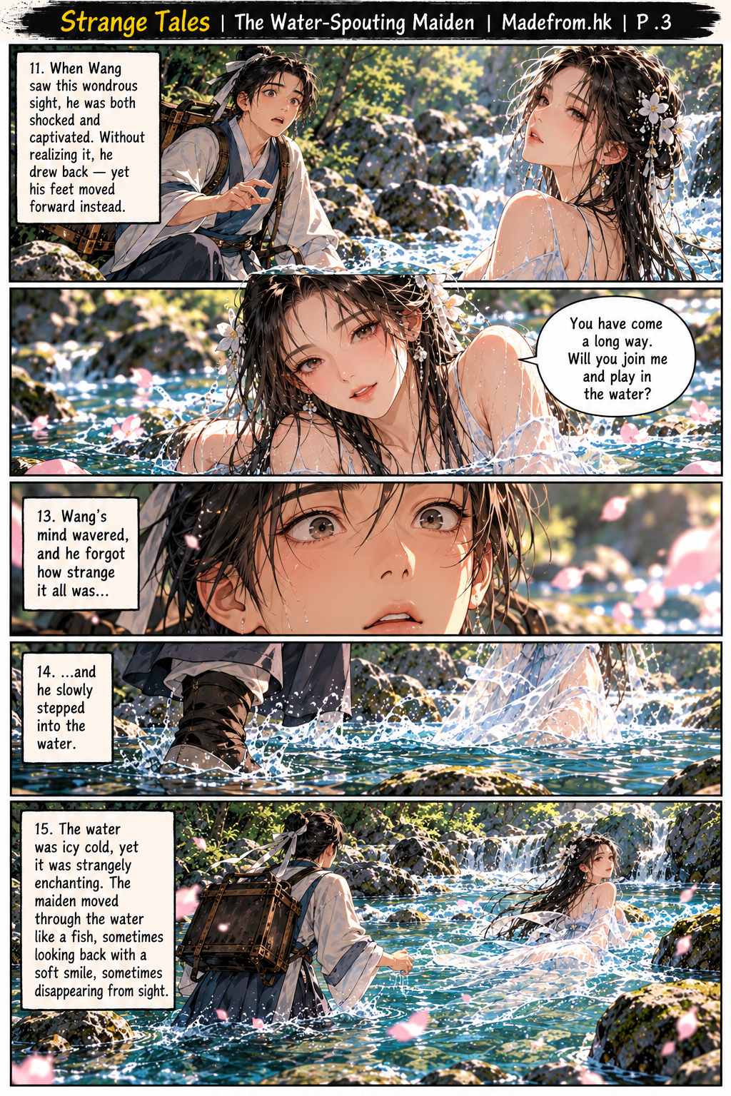 Strange Tales: The Water-Spouting Maiden — the mysterious maiden lures Scholar Wang deeper into the mountain stream | Page 3