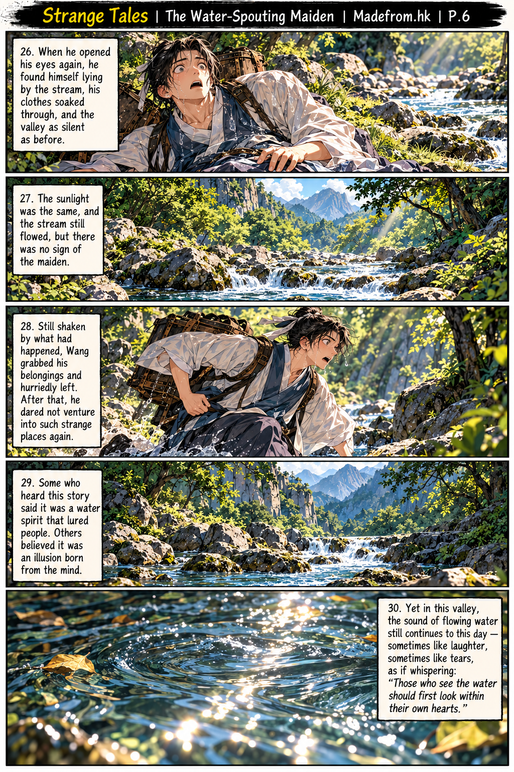 Strange Tales: The Water-Spouting Maiden — Wang awakens beside the stream as the mysterious valley returns to silence | Page 6