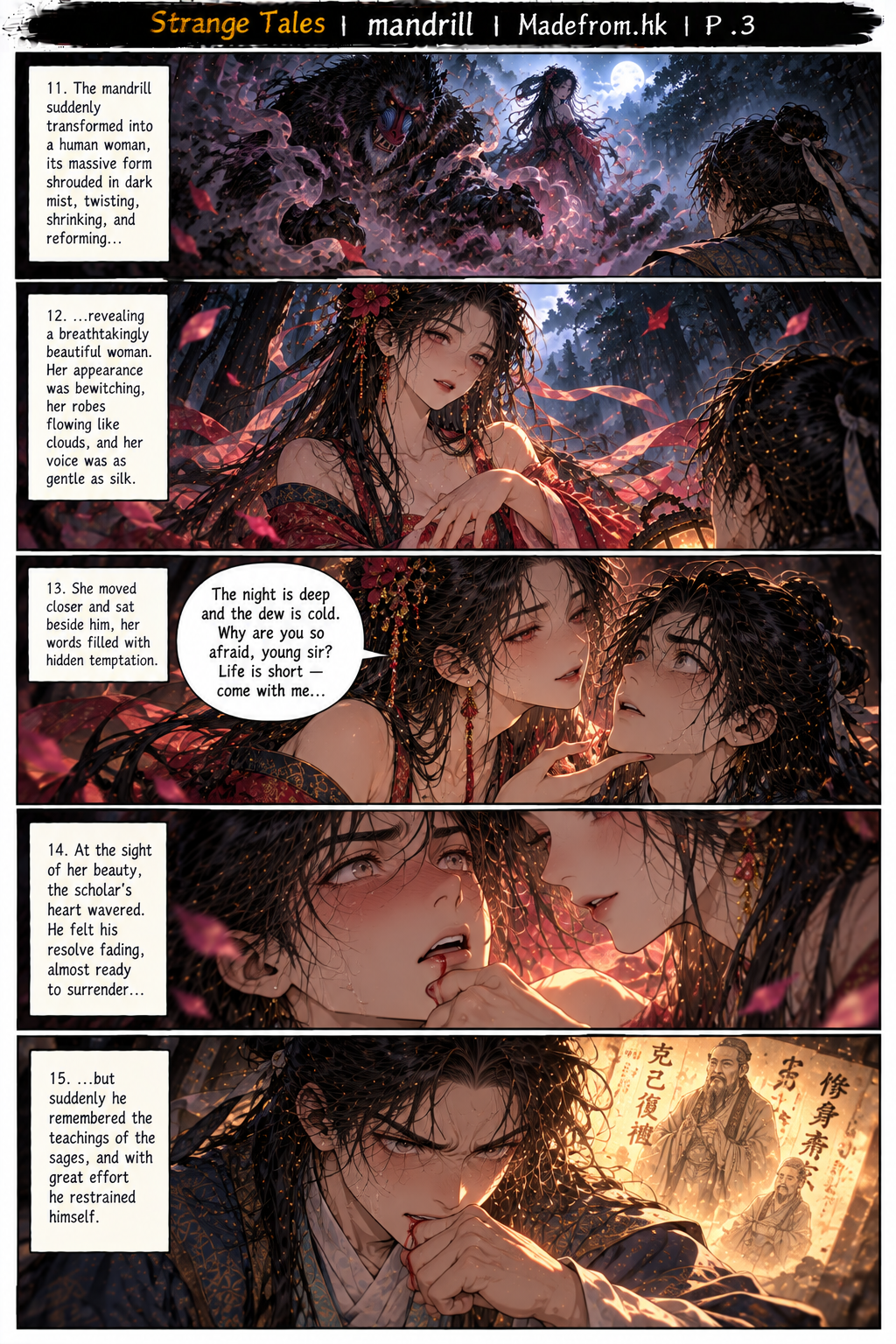 Strange Tales: mandrill — the mandrill transforms into a mysterious woman who attempts to lure the scholar into temptation | Page 3