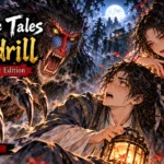 Strange Tales: mandrill — English Comic Edition, featuring a terrifying mandrill demon, a frightened scholar with a lantern, and a mysterious woman in a moonlit forest | Madefrom.hk